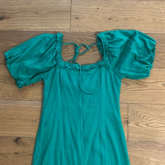 Nordstrom (One One Six label) green linen dress with puffy sleeves size small - Picture 10 of 10